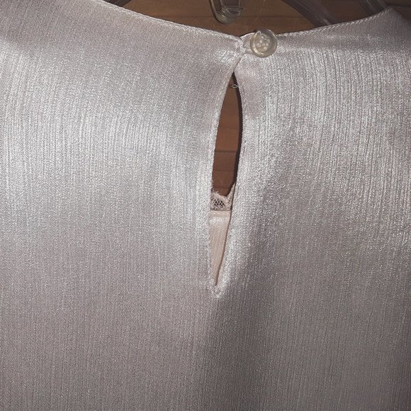 Vintage Susan Hutton SZ 12 Ivory Shimmer Embroidery Pleats Blouse Top Career - Picture 4 of 6